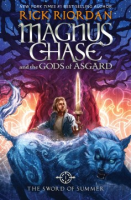 magnus chase with a sword and a mythical creature