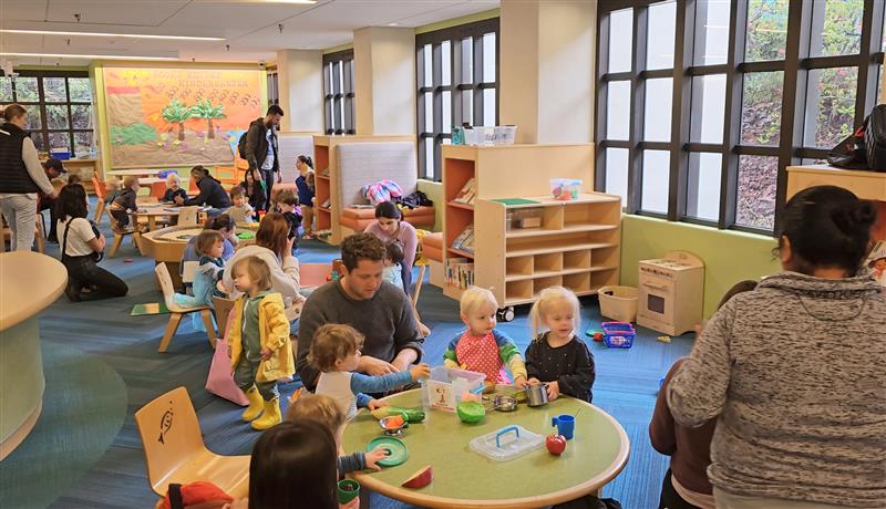 Patrons using the Children's Library