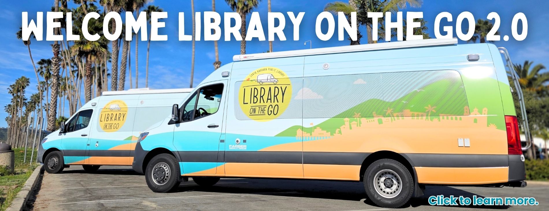 The new Library on the Go Van parked at the beach
