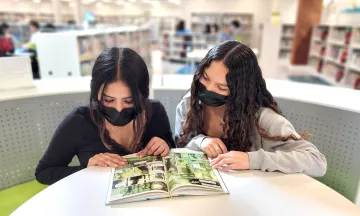 Teens reading at library