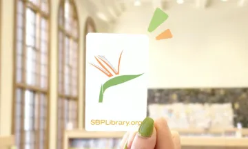 library card in front of windows