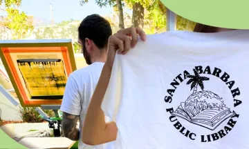 teens creating screenprints outside