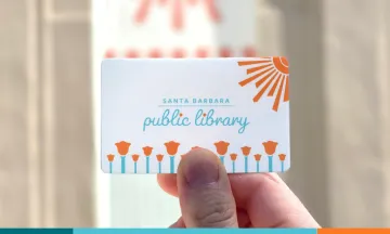 library card with library in background