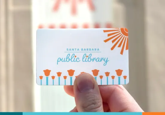 library card with library in background
