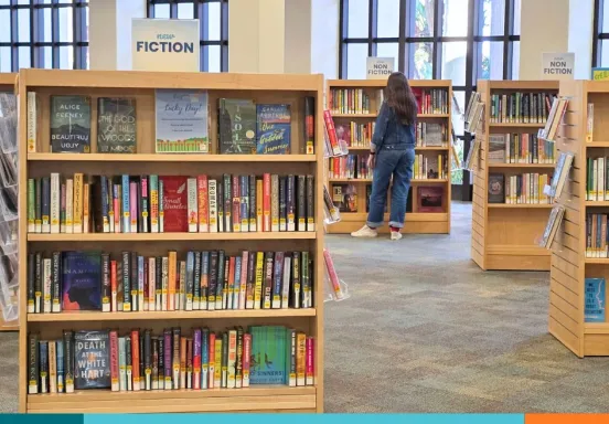 Library book shelves
