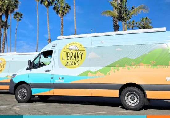 The new Library on the Go Van parked at the beach
