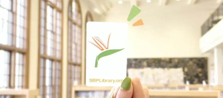 library card in front of windows