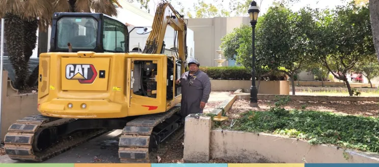 construction equipment outside the library