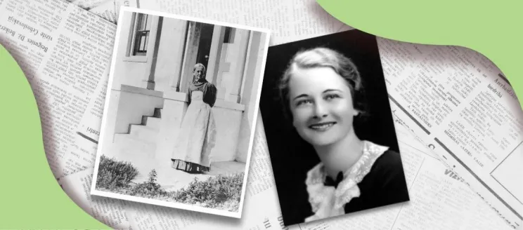 2 black and white photos of people
