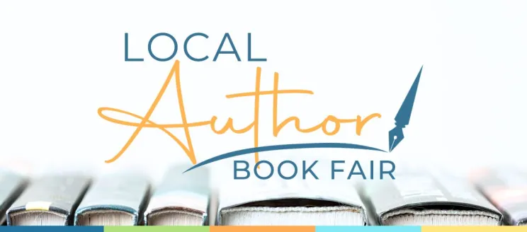 local author fair logo with books
