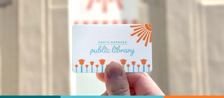 library card with library in background