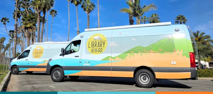 The new Library on the Go Van parked at the beach