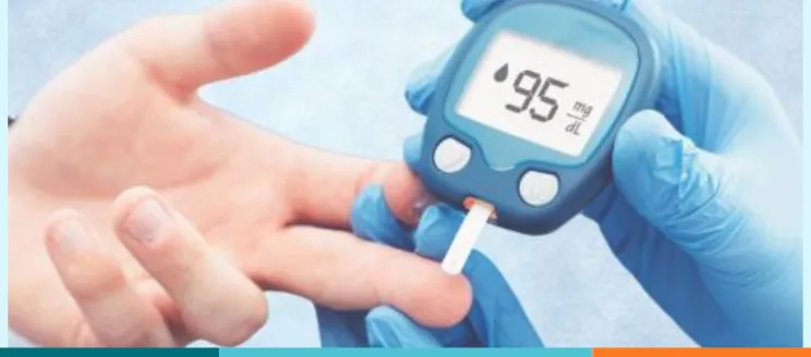 outstretched hand and finger-test diabetes reader performing diabetes test