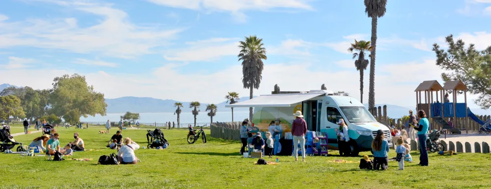 Library van at the beach