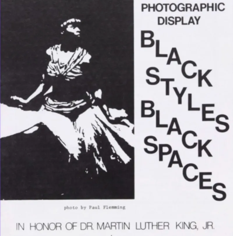 poster for black styles black spaces event from 1985
