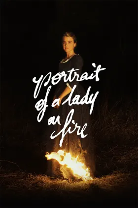 A woman stands with the hem of her dress in flames